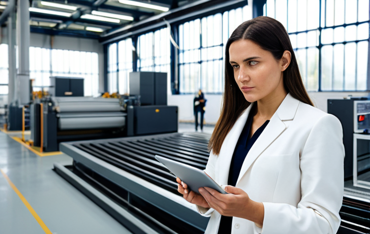 Industrial Engineer at a Modern, Efficient Factory**

A professional female industrial engineer, wearing a modest business blazer and trousers, stands confidently in a modern, brightly lit factory. The factory floor is impeccably clean and organized, with production lines flowing smoothly in the background, demonstrating efficiency and minimal clutter. She holds a tablet displaying a clear process flowchart, a thoughtful expression on her face as if analyzing data. The scene emphasizes transformation from chaos to seamless operation. Perfect anatomy, correct proportions, well-formed hands, proper finger count, natural body proportions, natural pose, professional photography, high quality, safe for work, appropriate content, fully clothed, professional, modest, family-friendly.

**