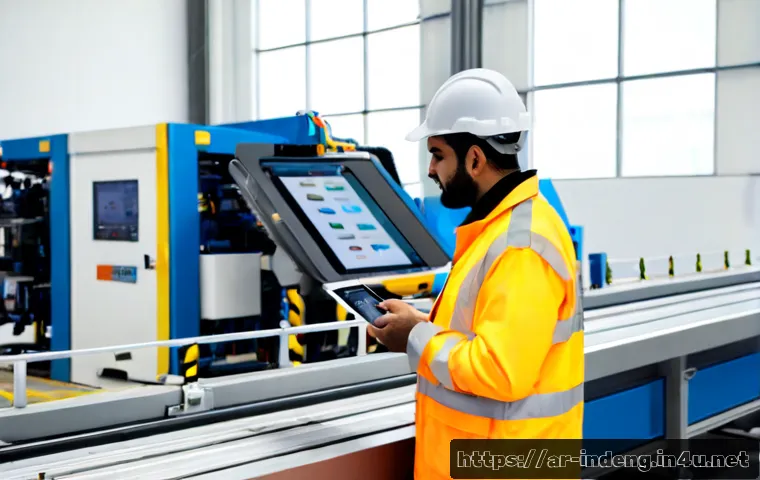 Home 17 산업공학과 스마트 팩토리 - Photorealistic smart factory in a modern Gulf-region industrial facility, Arab industrial engineer i...